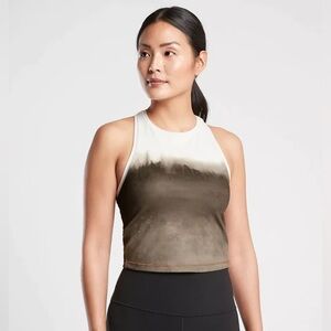 Athleta Shanti Watercolor Stripe Crop Tank | Medium | Mortar Mushroom